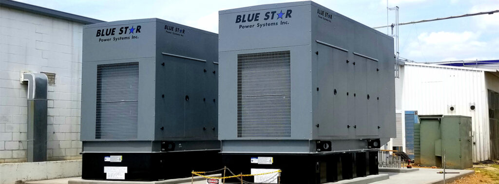 Two commercial generators with the BLUE STAR branding on the top