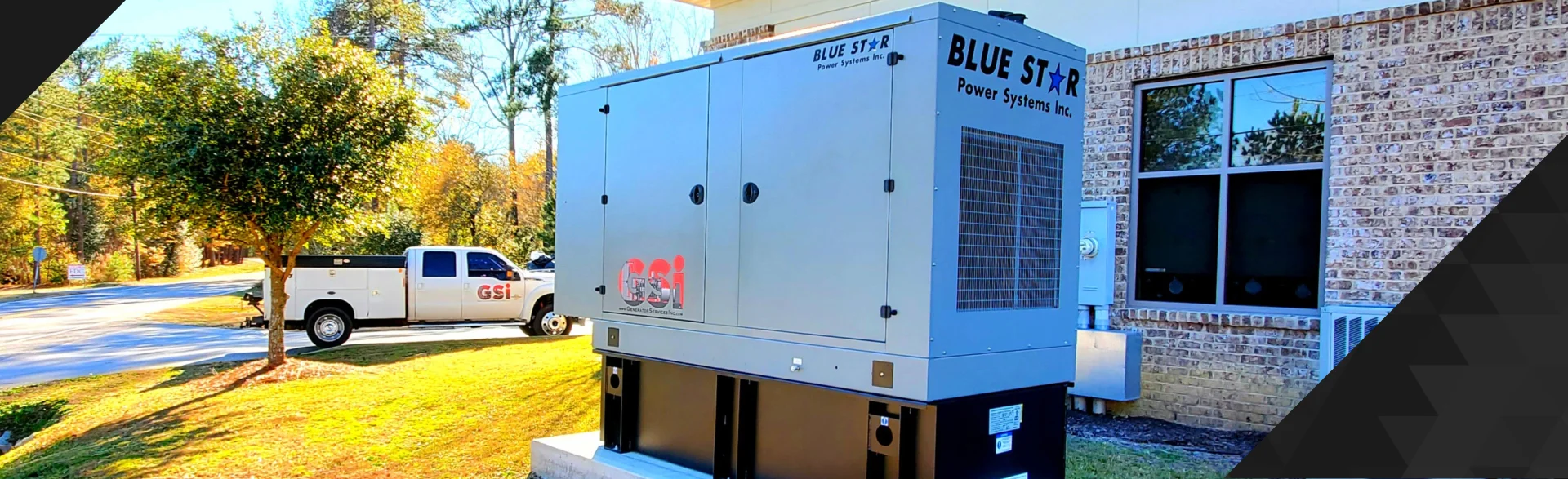 Large generator outdoors with a blurred background